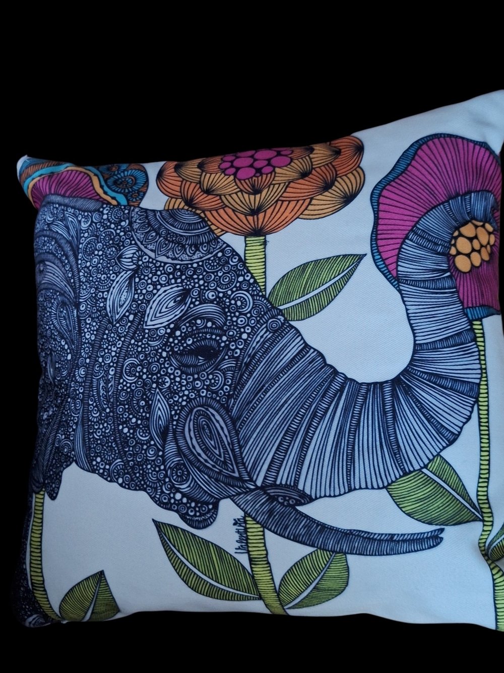 Decorative Elephant Print Throw Pillow - Multicolor
